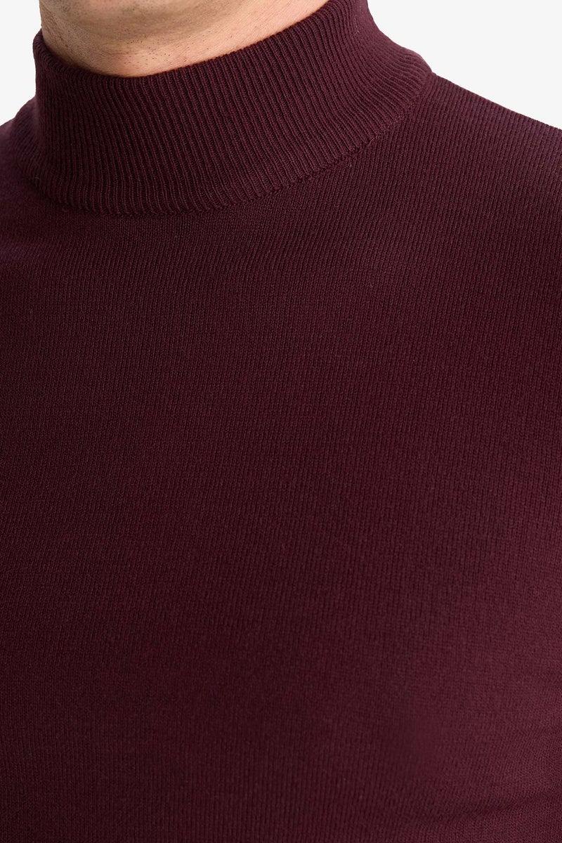 DeFacto Red Man Slim Fit Turtleneck Basic Knit Pullover Casual - Image 5
